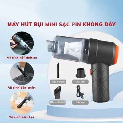 Máy hút bụi cầm tay Không dây Lực hút 6000MPA Làm Sạch Bàn Phím Ô Tô Nhỏ Gọn Pin Sạc Type C tiện lợi BH 1-1