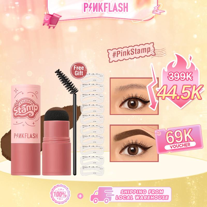 【 Voucher 69K  Bột phấn In lông mày PINKFLASH #PinkStamp chống thấm nước đầy đủ sắc tố với 10 bộ khuôn tô có thể tái sử dụng Lâu trôi Thân thiện với người mới bắt đầu Dễ dàng sử dụng Tạo hình trong 1 bước Đa năng