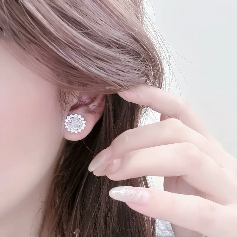 Dây chuyền, khuyên tai bạc nữ LoPa dáng hoa mai nhẹ nhàng sang chảnh 5