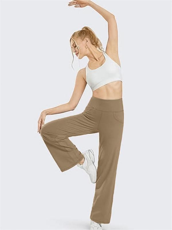 Women's Solid High Waist Pocket Sports Joggers, Casual Comfy High Stretch Straight Leg Jogger Pants for Yoga Gym Workout Running, Ladies Sportswear for All Seasons 8