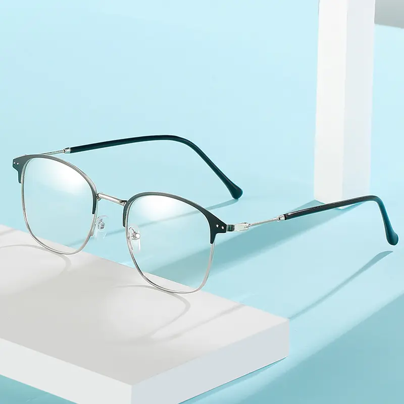 Kacamata Lensa Photoctomic + Anti radiasi model Kotak Pria Wanita Frame Besi Alloy Photoctomic Eyewear Glasses Photocromic 4