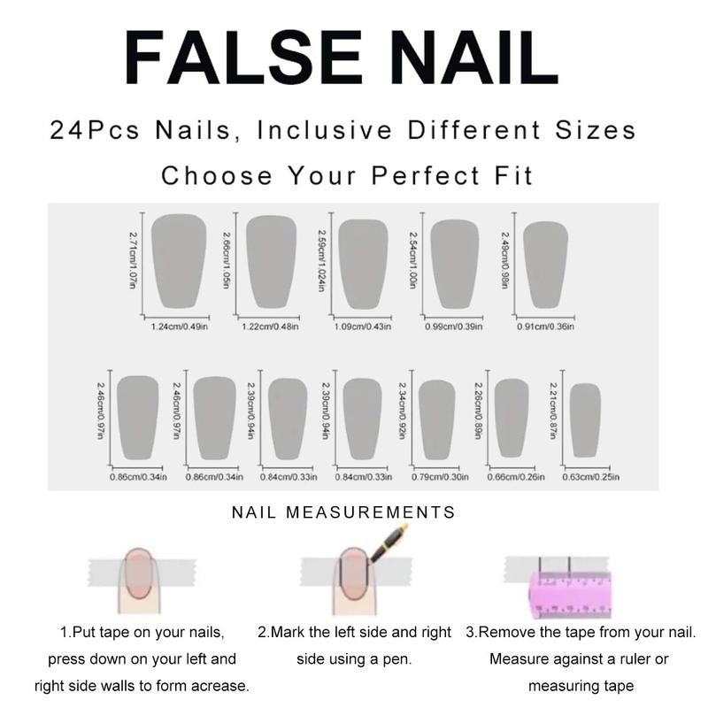 Glitter Fake Nail & 1 Sheet Tape & 1 Count Nail File, 24pcs Long False Nail for Women & Girls, Removable Nail Art Artificial Full Cover, Women Girls DIY Manicure, Christmas Gift 1