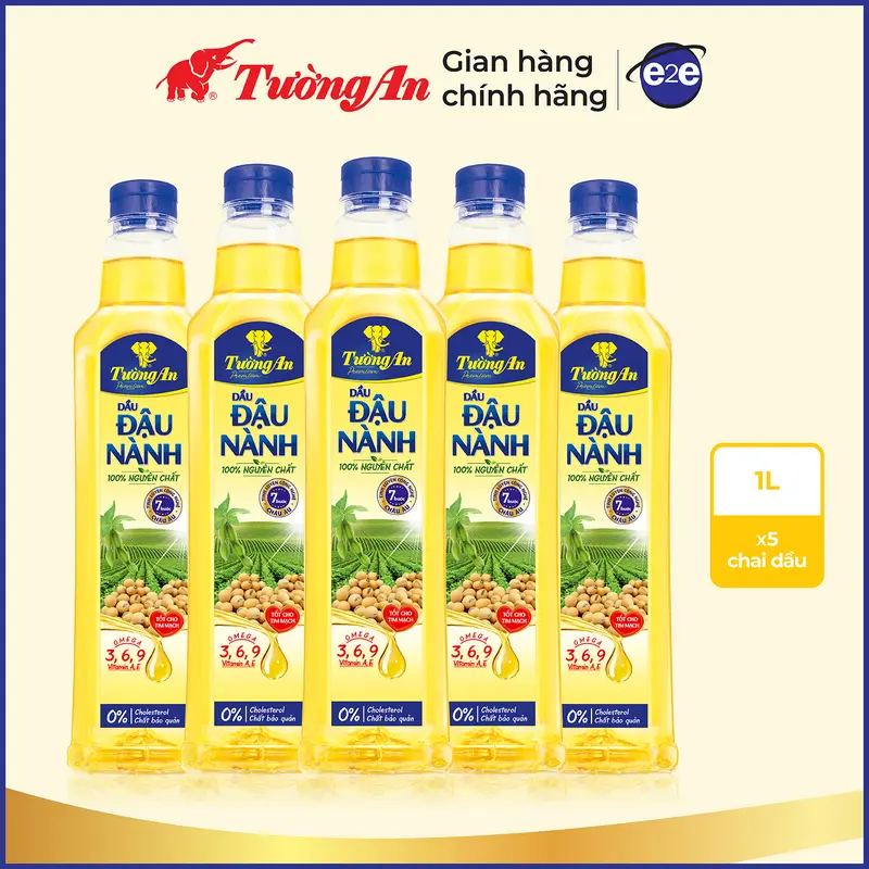 Tường An Premium Dầu Ăn Đậu Nành Thượng Hạng 1L x 10 Chai Tặng 2 Chai  - Dùng Cho Cả Gia Đình | E2E Thực Phẩm Đồ Uống | Kido Group 5