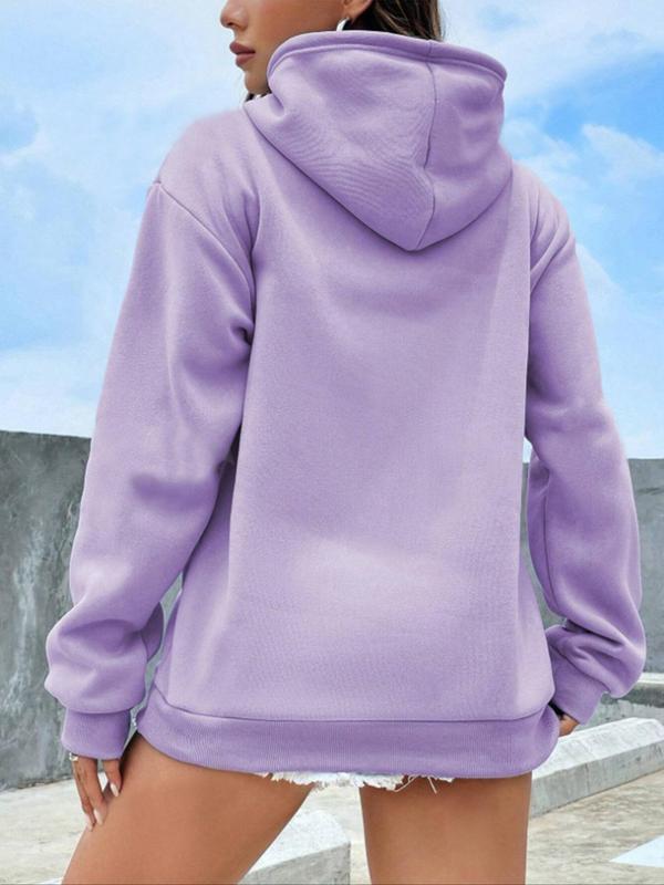 Women's Dinosaur & Letter Print Drop Shoulder Hoodie, Fashion Drawstring Kangaroo Pocket Hooded Sweatshirt, Ladies Clothes for Fall 3