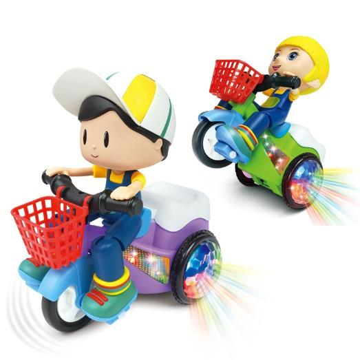 Đồ Chơi Chú Bé đạp xe Có Nhạc Có Đèn Quay 360 Độ