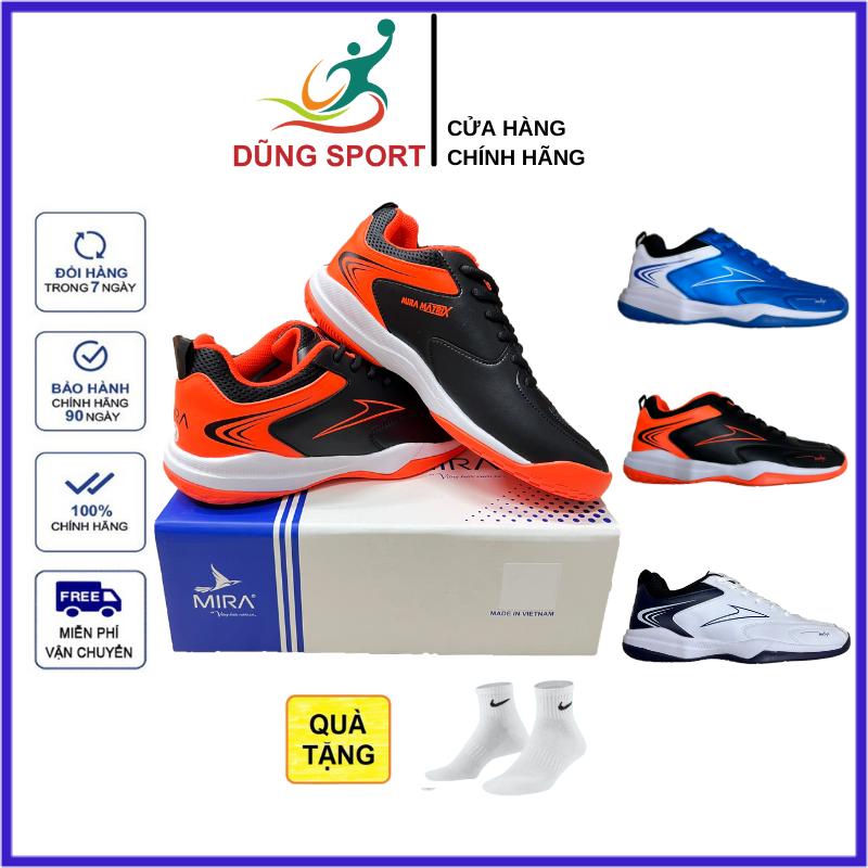 Giày cầu lông, Giày bóng chuyền Mira Matrix nam nữ chính hãng màu đen tặng tất dệt kim không mùi - Đế cao su Eva bám sân chơi sân bê tông tốt