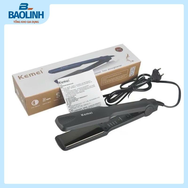 Máy Là Tóc Kemei 4 Mức Chỉnh Nhiệt Cho Mái Tóc Như Ý, Máy Là Tóc