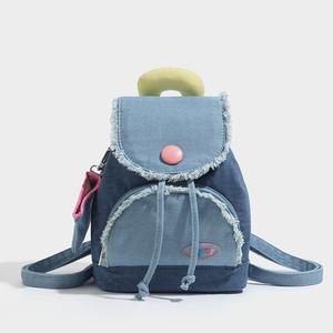 トレンドURデニムコントラストカラー バックパック レディース 新作 かわいい ドーナツ型ミニリュック