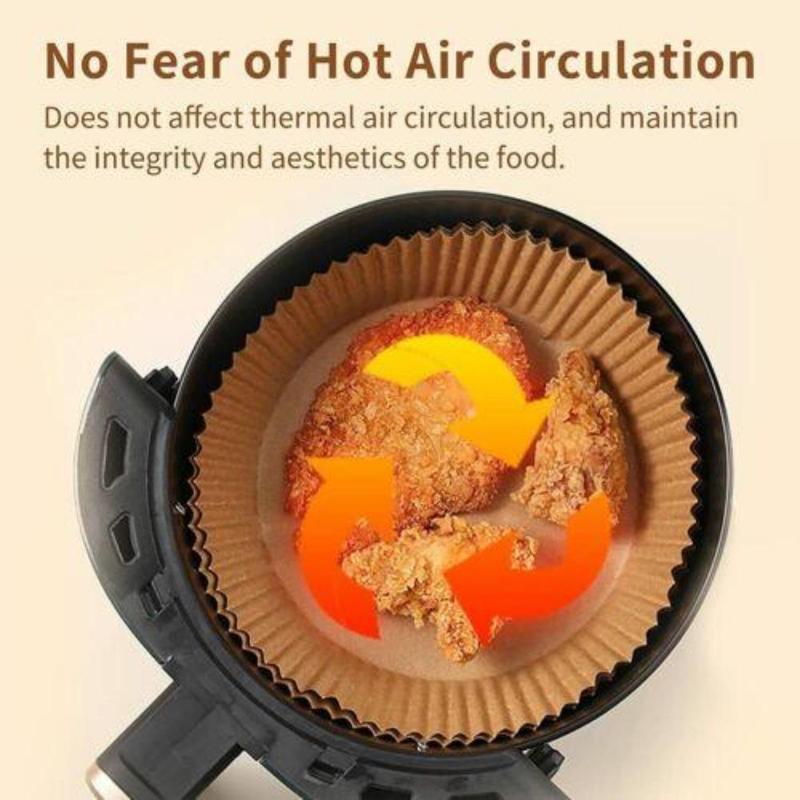 Disposable Air Fryer Liner (100pcs), Disposable Paper Liner for Baking Roasting Microwave, Baking Utensils for Home Kitchen 4