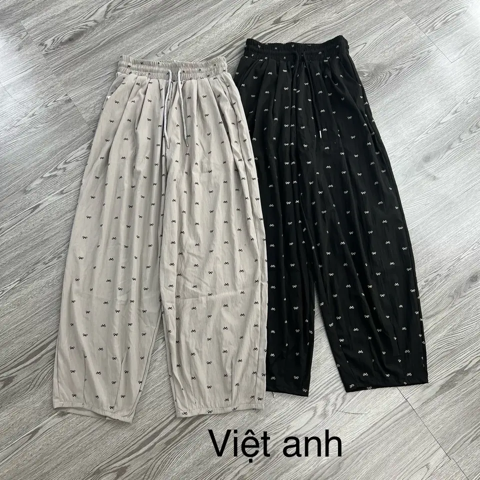 [Hàng cao cấp Bigsize ]Quần ống rộng fom lỡ chấm bi hình nơ mềm mát nhẹ Bigsize đến 70kg Pants Ong Voi Kem