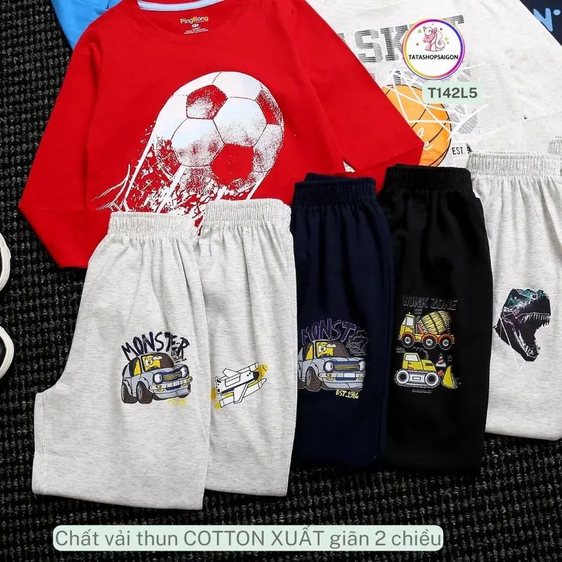 Đồ bộ cho bé trai dài tay thun cotton xuất từ 13 đến 40kg T142 6