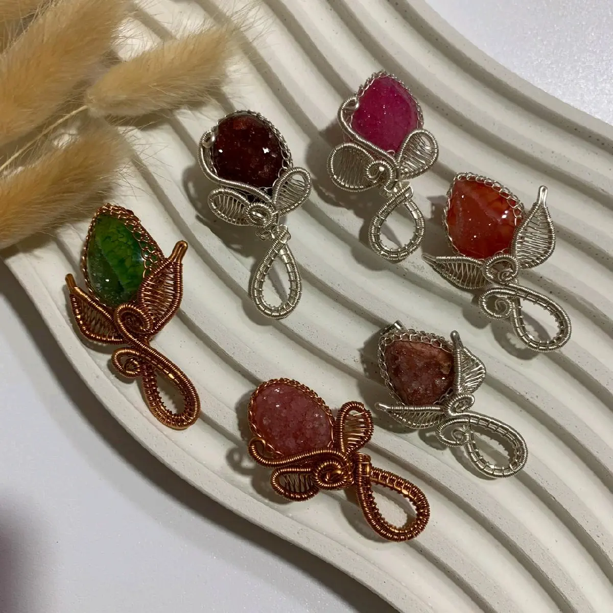 Bros Batu Druzy Bunga Handmade