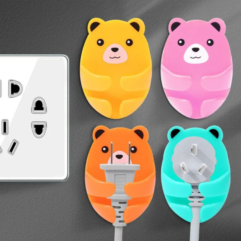 BISA COD H6288 1 Set 4 Pcs Hook Kait Serbaguna / Hook Kait Kabel Motif Bear Plastik Dinding Gantungan