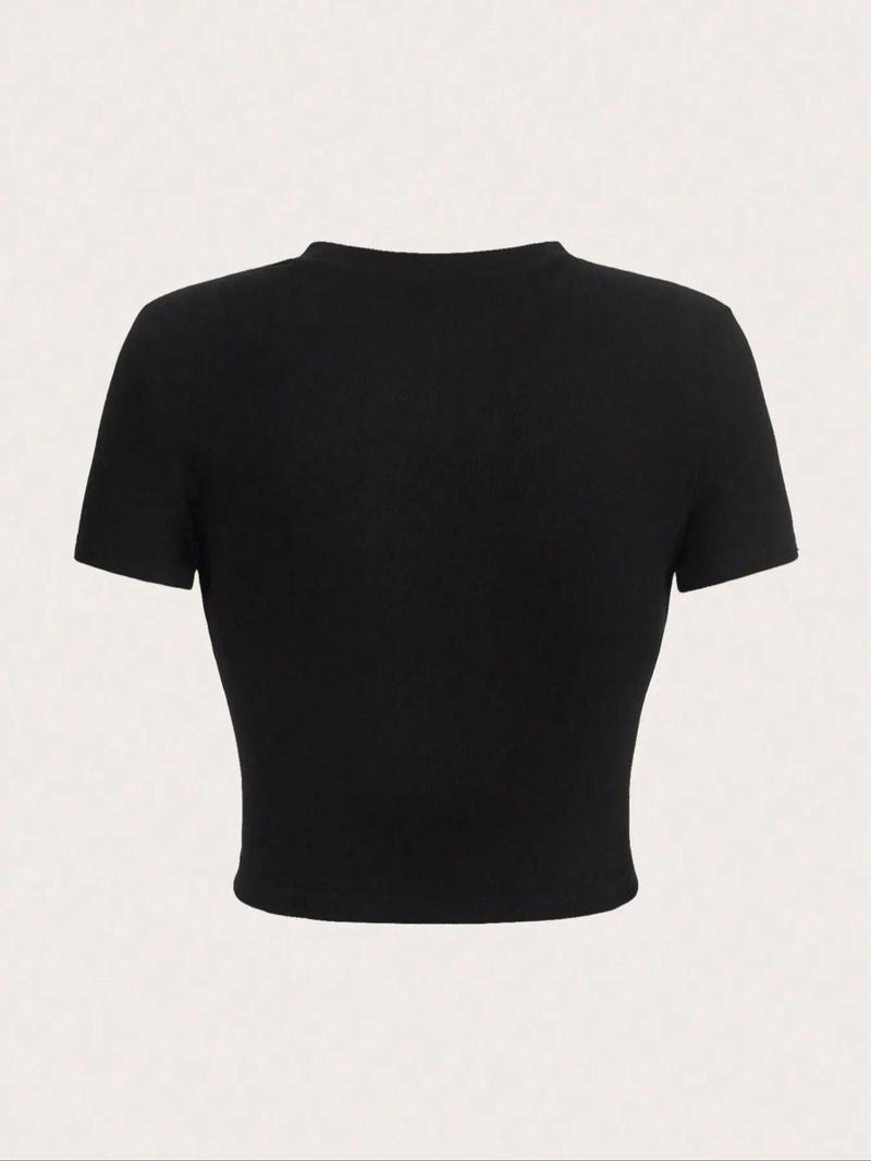 Product Introduction of Women's Spider Graphic Print Round Neck Crop Tee, Graphic Baby Tees Y2K Top, Casual Street Fashion Short Sleeve T-shirt for Summer, Ladies Clothes for Daily Wear 6