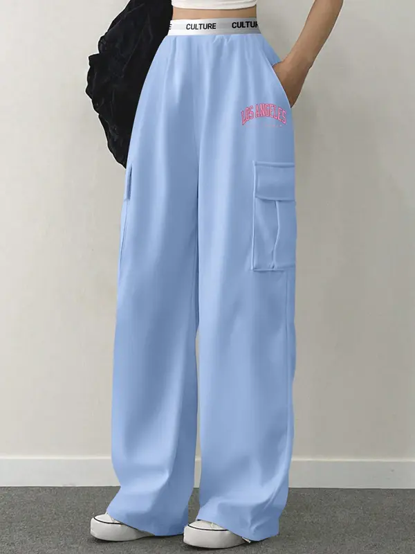 Women's Letter Print Pocket Sweatpants, Casual Jogger Pants for Daily Wear, Ladies Bottoms for Spring & Fall 4