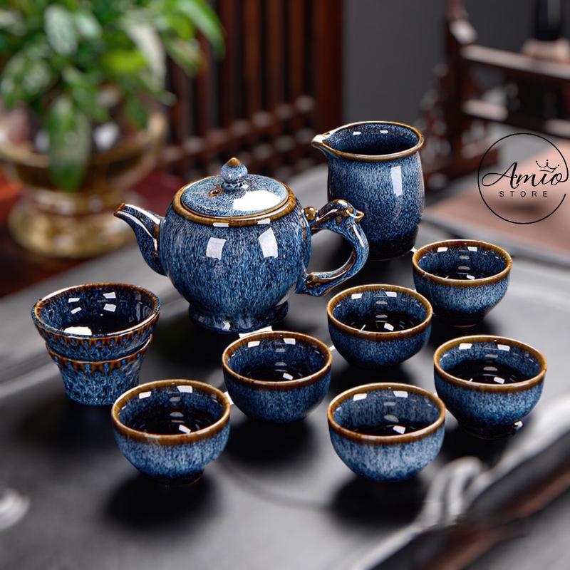 Bộ Ấm Chén Uống Trà Phòng Khách Sang Trọng Bộ Ấm Chén Pha Trà Cao Cấp Kèm Hộp Làm Quà Tặng