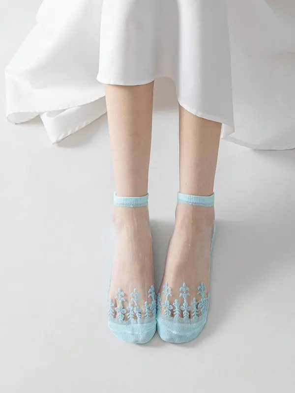 Random Women's Contrast Mesh Low Cut Socks, Casual Comfortable Breathable Socks for Daily Wear, Women's Socks for All Seasons 2