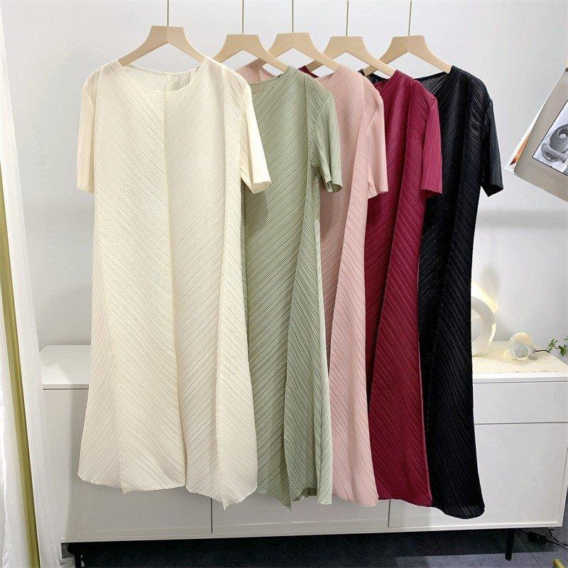 55KG.LINH - Váy thun lò xo cao cấp FORM SUÔNG RỘNG, Đầm tay ngắn bigsize đơn sắc từ 53kg - 90kg co giãn nhiều