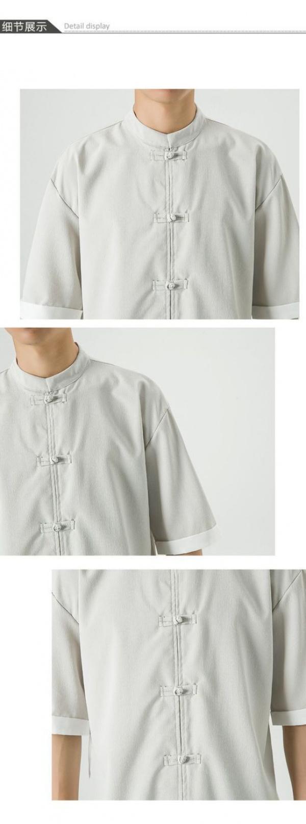 Product Introduction of Men's Shirt, Tang Suit Shirt, Chinese Style, Tai Chi Clothing, Kung Fu Clothing, Linen Thin Stand Collar Buttoned Zhongshan Suit Menswear Top chinese man red shirt chinese fashion outfit Lingerie Beige 10