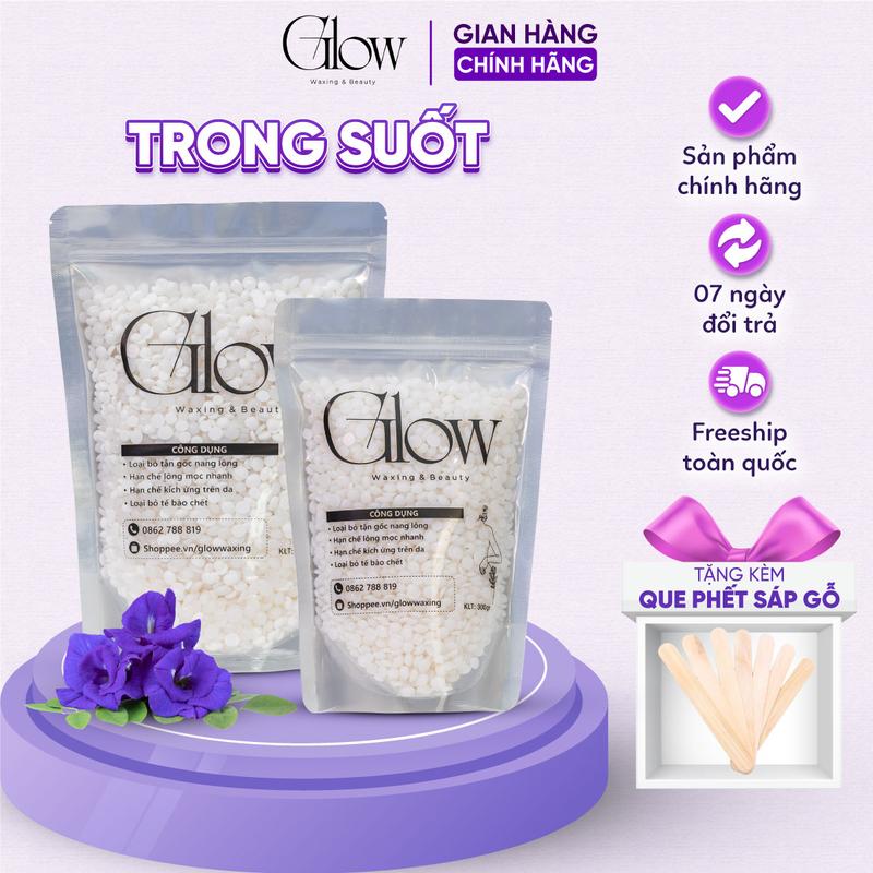 TẶNG QUE GỖ Sáp Wax Lông Trong Suốt GLOWWAXING Chuyên Dùng Wax Bi Nách Siêu Bám Lông sáp wax