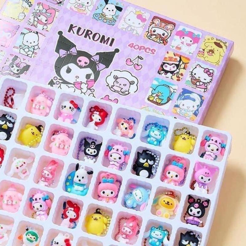 Đồ chơi kuromi và Gấu Dâu 40 Chi Tiết - Đồ chơi Hidden Box 40 món bí ẩn tặng kèm móc cho bé Kem 6