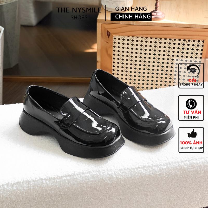  giày bít mũi da bóng 5p mũi vuông   - THENYSMILE - XONAA 