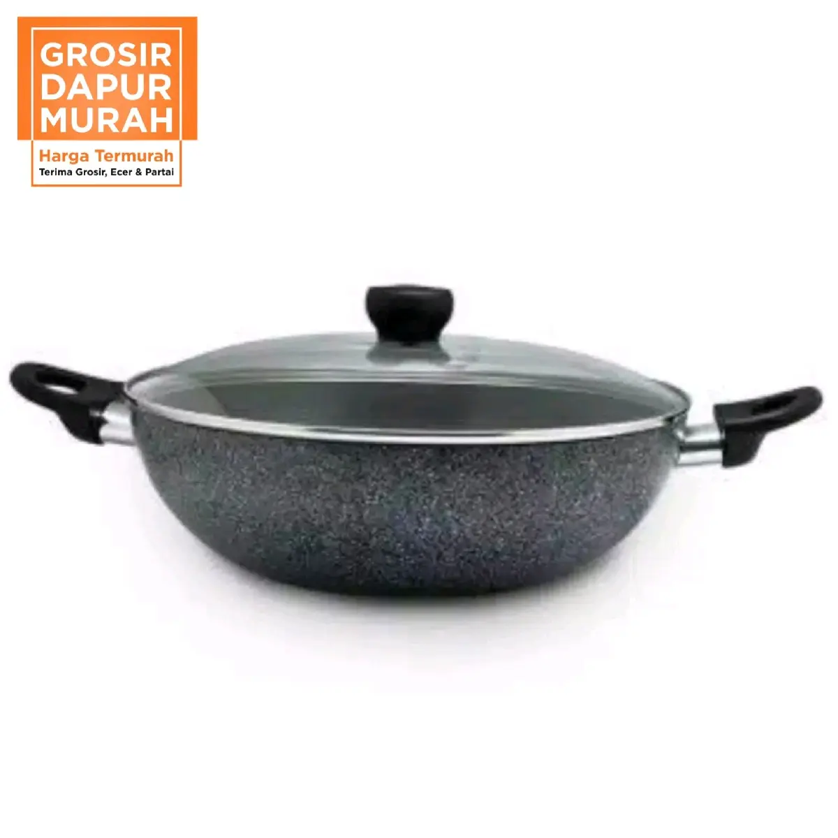 MAXIM NEOSTONE WOK 30 CM PLUS TUTUP KACA I PANCI PENGGORENGAN I WAJAN CEKUNG PLUS TUTUP I TEFLON ANTI LENGKET