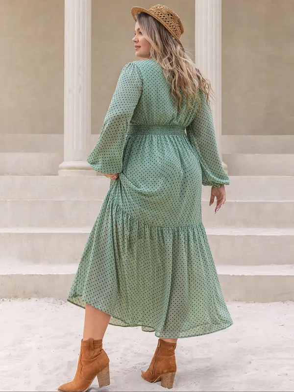 【Plus Size】 Floral Embroidery Tassel Ruffle Hem Dress, Boho All Over Print Notched Neck Long Sleeve A Line Dress, Dresses for Women, Holiday Dresses, Summer Outfits 2024, Ladies Dresses, Women's Clothes, Dresses for Women, Belleza Fits 4