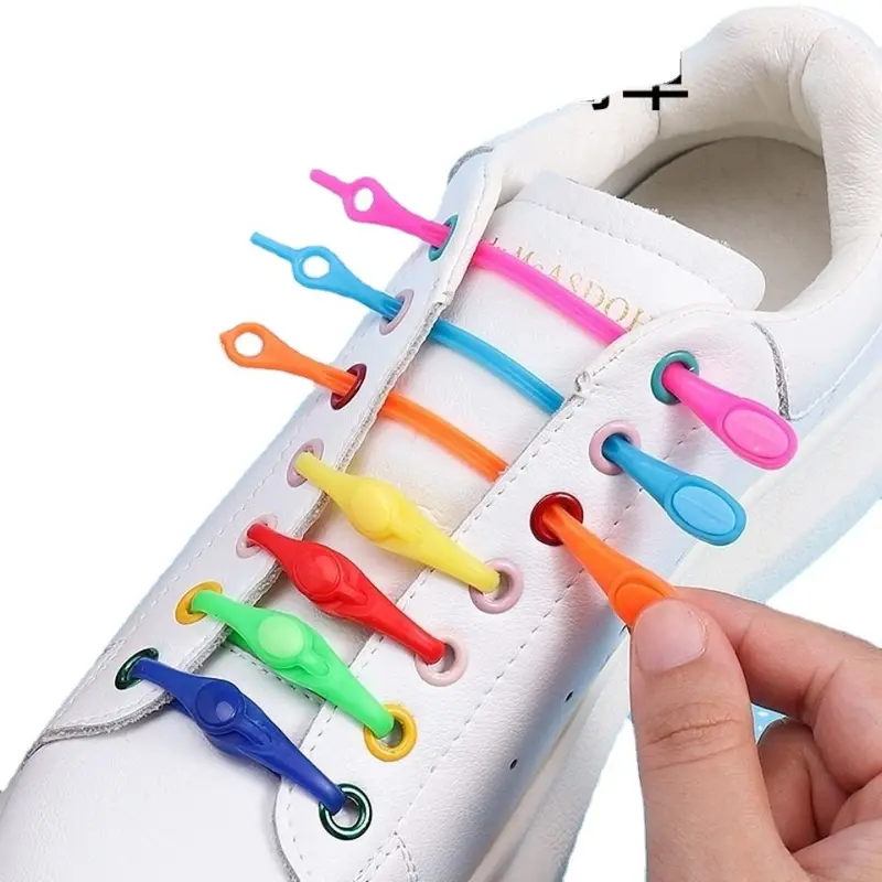 Set 12 dây giày silicon co giãn đàn hồi không cần buộc tiện lợi dành cho người lớn và trẻ em 4