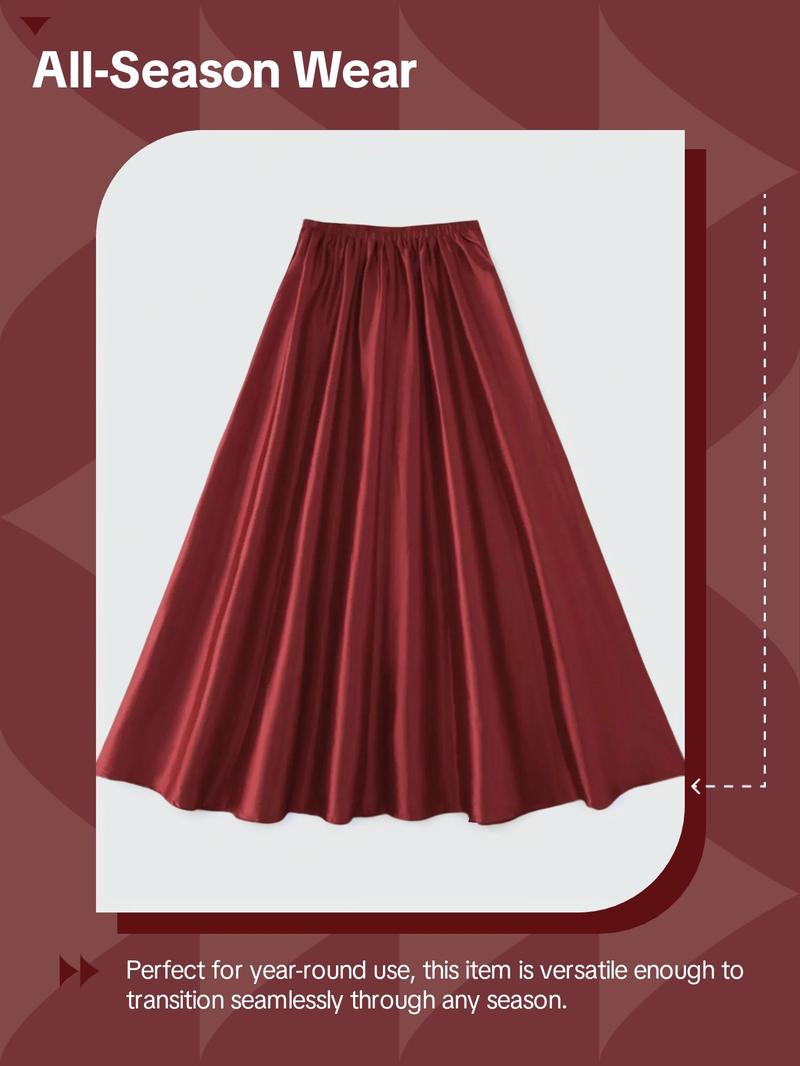 Product Introduction of Women's Solid Color High Waist Skirt, Elegant Fashion Long Skirt for Party Club Dating Wear, Ladies Bottoms for All Seasons 7