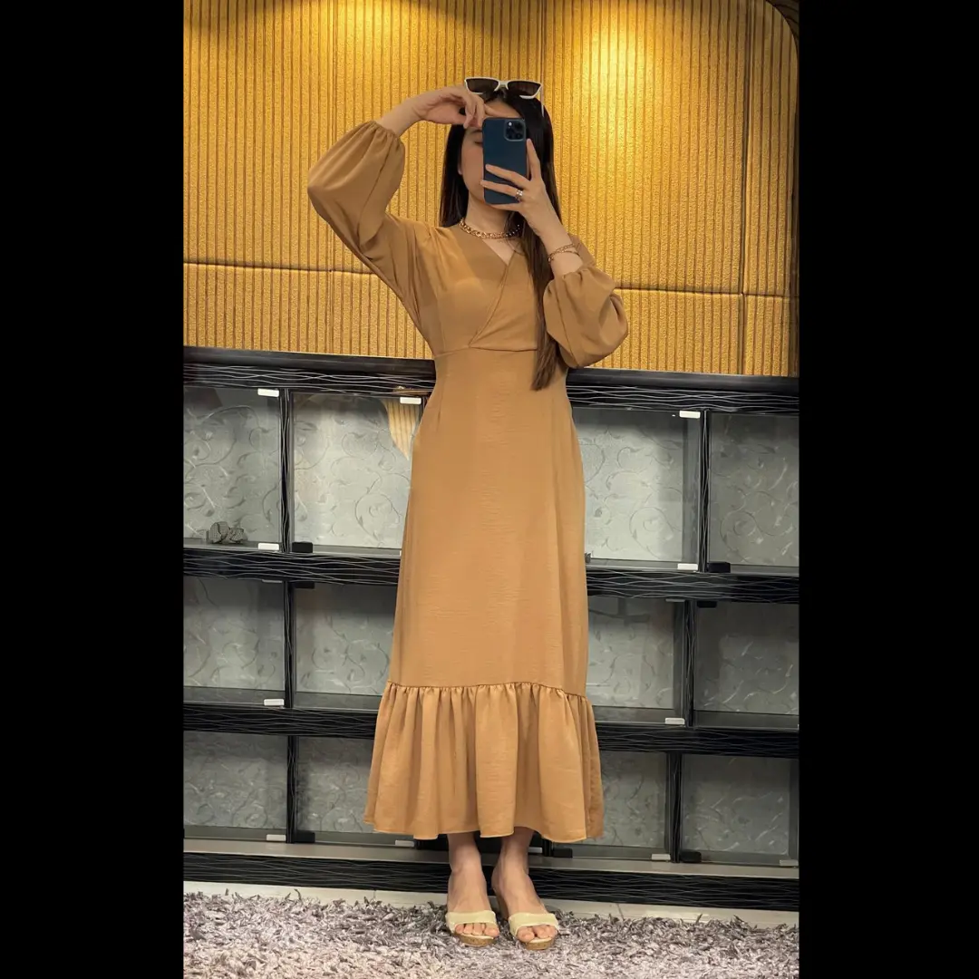 Gaun Julia Gaun Panjang Cantik Polos Gaun Anggun Gaun Gaya Korea