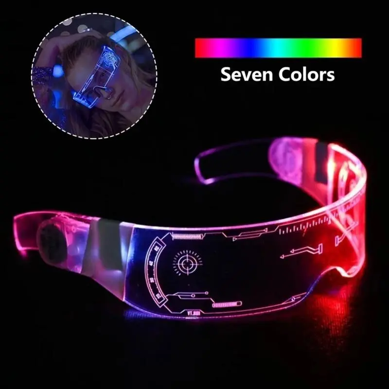 LED Visor Glasses Y2k Futuristic Glasses Light Up Glasses Cyberpunk Glasses