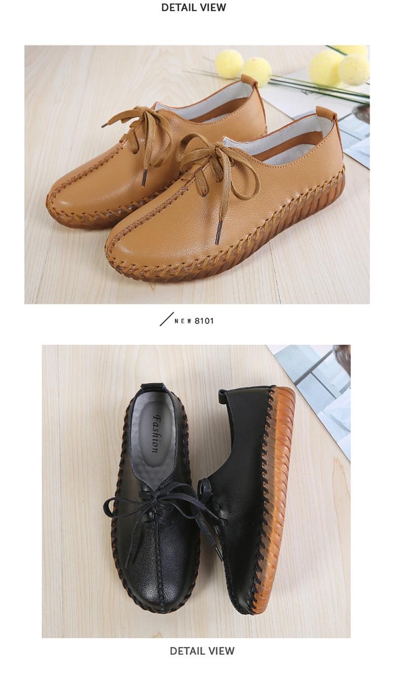 Product Introduction of Leather hand stitched single shoes Soft soled mother shoes lace-up retro fashion casual shoes flat women's shoes 18