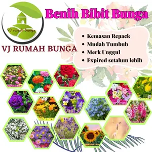 Benih bibit bunga hias mawar marigold zinnia