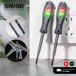 Obeng Tespen Bolak Balik Dual LED Tester Pen Obeng LED Cek Listrik Kabel Saklar Serbaguna Obeng Plus Minus