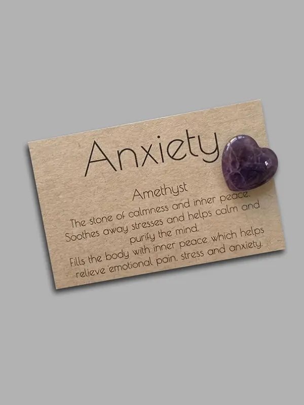 Summer 2024 Heart Shaped Amethyst, Pocket Hugging Stone, Anxiety Relief Stone, Stress Relief Fidget Accessories, Diy Jewelry Accessories, Handmade Gifts for Women & Men, As Girls Birthday Gift 0