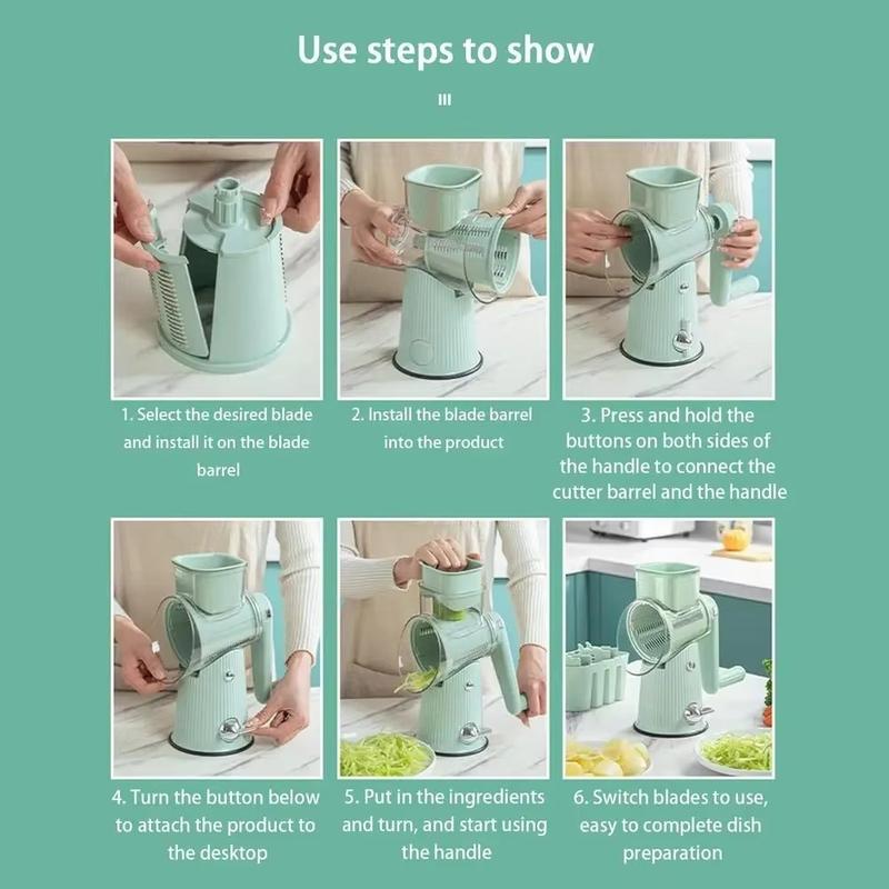 Gifts Round Hand Cranked Vegetable Slicer Kitchen Gadgets Convenient Vegetable Cutting Tool Mandoline Slicer Not Harm Hands Drum Rotary Cheese Grater 5