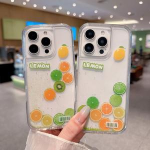 เคสโทรศัพท์แบบเลื่อน, การออกแบบชิ้นมะนาว, เข้ากันได้กับ iPhone 16 รุ่นใหม่, 15 Pro, 14 Pro Max, การออกแบบแฟชั่นแบบสร้างสรรค์, วัสดุทรายเหลว, 13 Pro, กันกระแทก, เหมาะสำหรับผู้หญิง, ฝาครอบป้องกัน, สไตล์ดาราอินเทอร์เน็ต