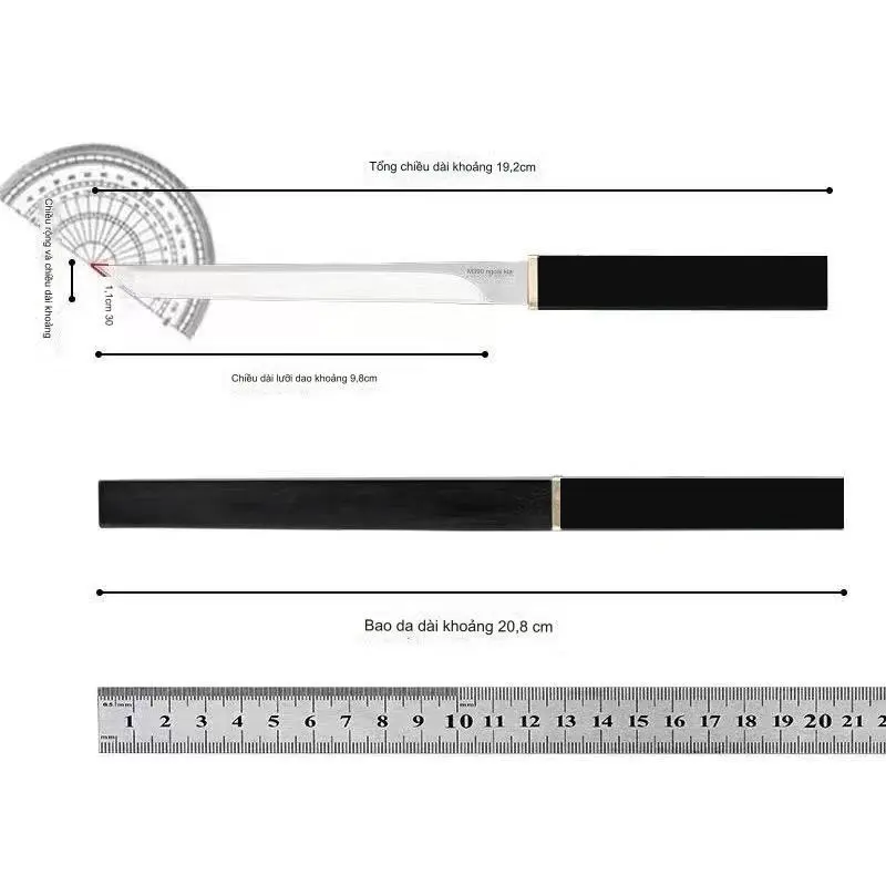 Dao Làm Bếp Nhật Bản Gọt Hoa Quả, Thái Sashimi luoi nhỏ Thép Không Gỉ dài 20cm 7