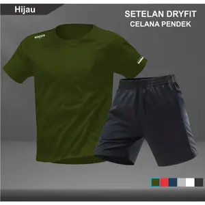 Setelan Kaos Running Dry Fit Baju Olahraga dan Celana Pendek Lari Pria TANPA SAKU Gym Sport