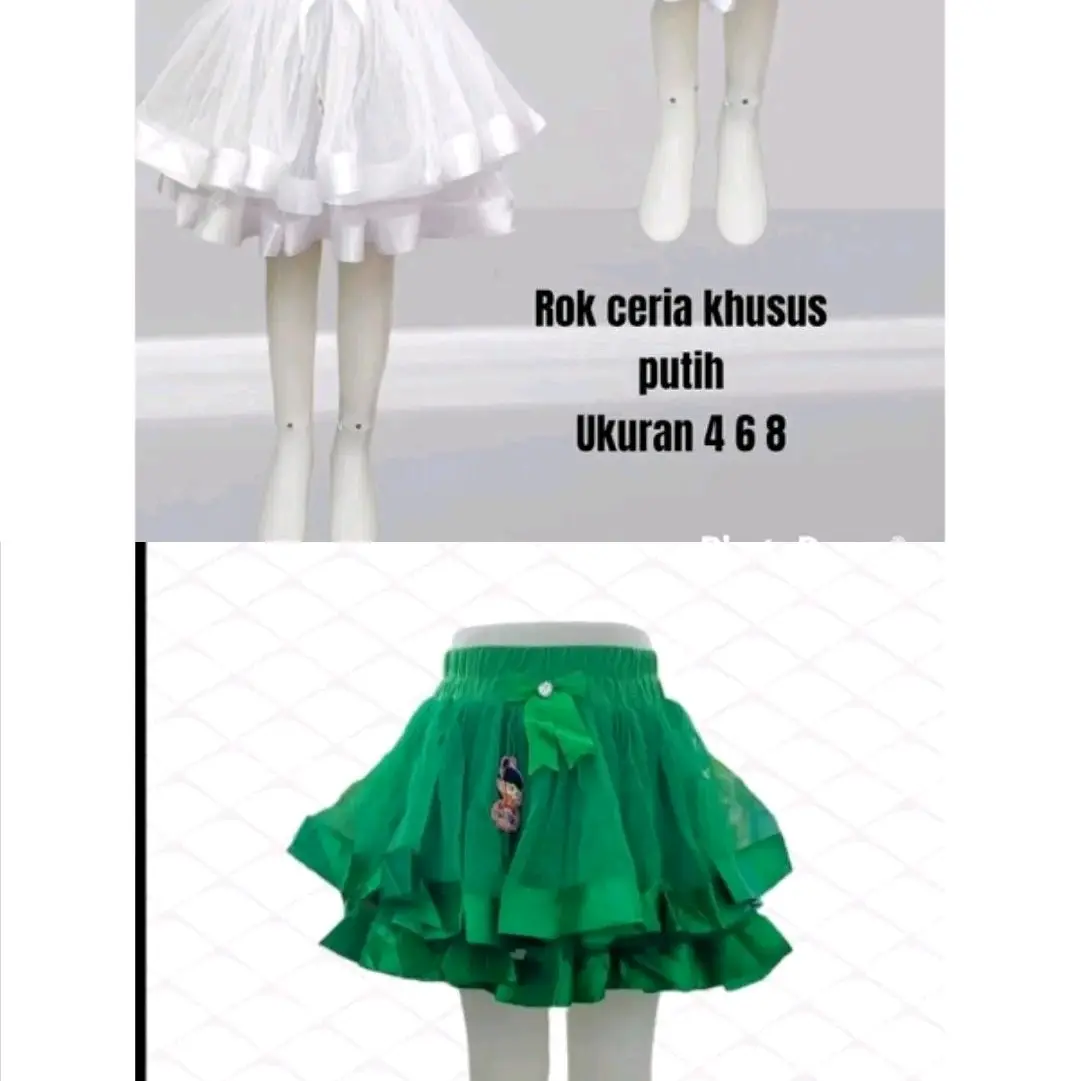 Rok putih ceria / Rok ceria hitam / Rok ceria Hijau / Rok anak / Rok putih anak / Rok seragam anak / Rok tutu anak / Rok tile anak