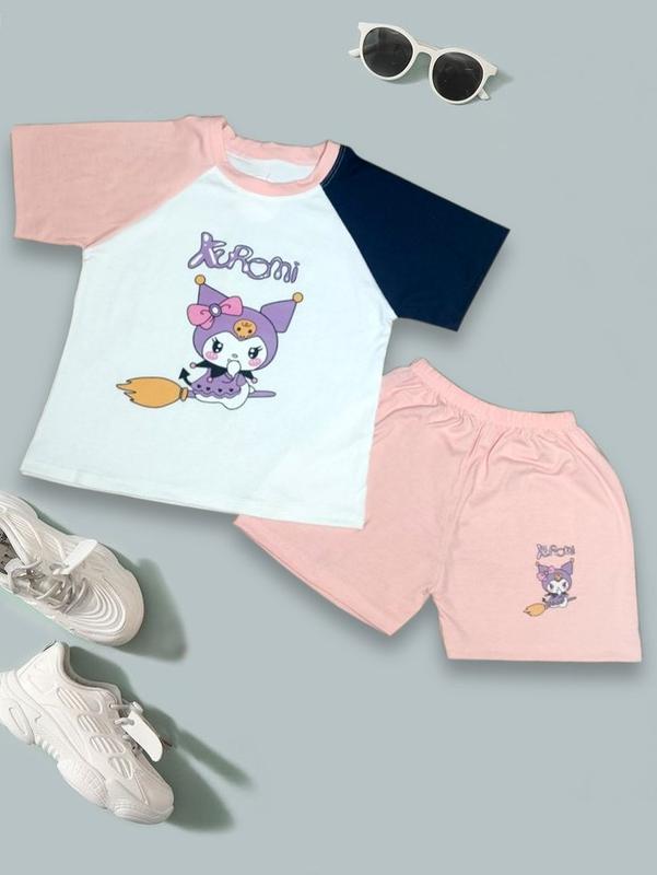 Set bộ ngắn tay kuromi, chất vải cotton mát mẻ dành cho bé gái, 4 màu đa dạng, đủ size từ 9-38kg set đồ  bé gái 2