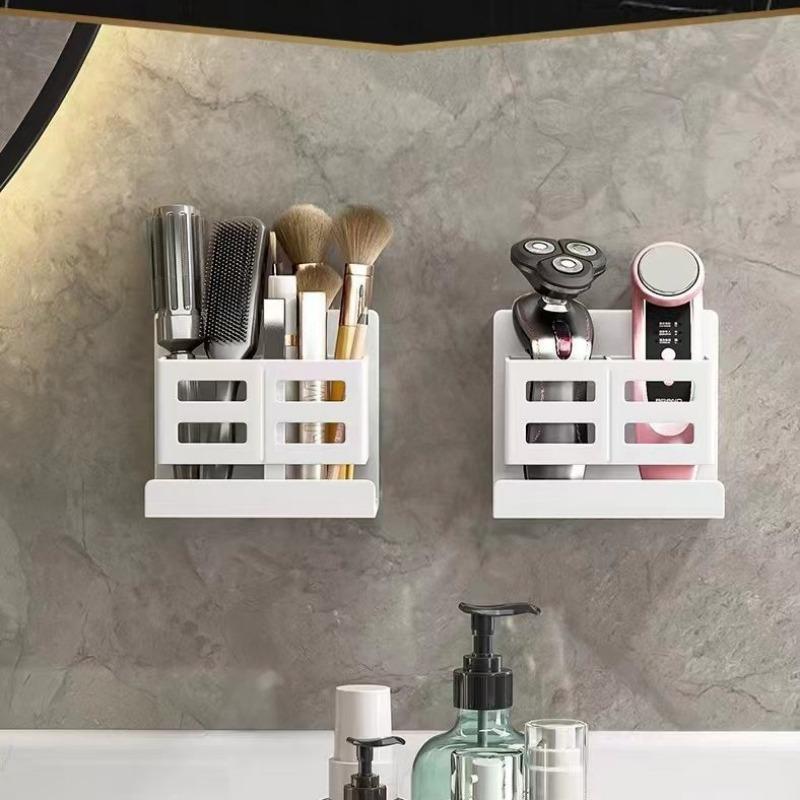 Product Introduction of Wall Mounted No-punching Storage Racks Household Bathroom Sundries Sorting Box Self Adhesive Plastic Kitchen Organizers Supplies 16