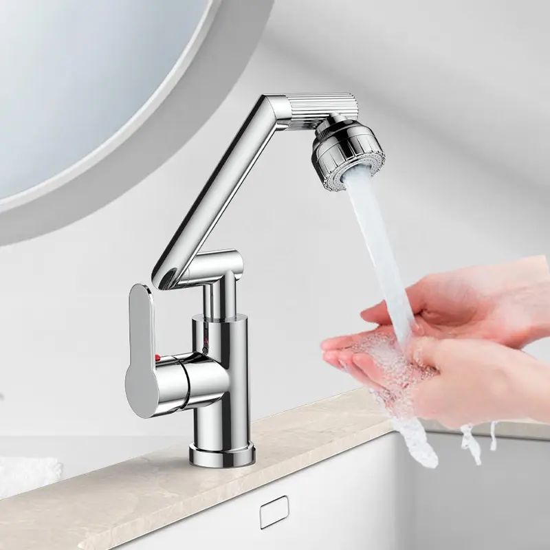 Foldable Kitchen Faucet, 360 Degree Rotatable Bathroom Faucet with 80cm Tubes, Modern Bathroom Sink Faucet, Home Bathroom Accessories 3