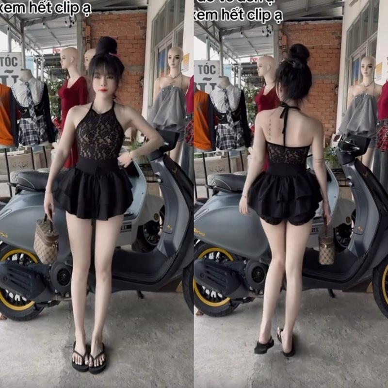 Sét yếm ren cột chân váy có lót quần bí xinh 1