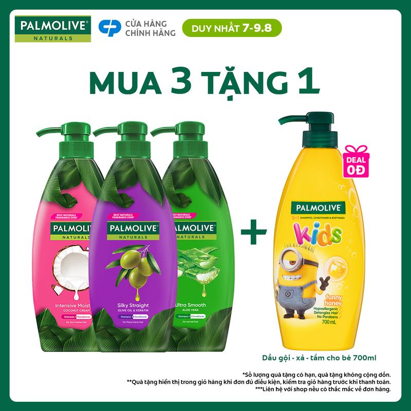 [Duy nhất 7-9.8] Bộ 3 Dầu gội Palmolive kèm xả 2-trong-1 chiết xuất thiên nhiên Chăm Sóc Tóc và Dưỡng Tóc bồng bềnh 600ML X3 phù hợp cho Nữ và Nam