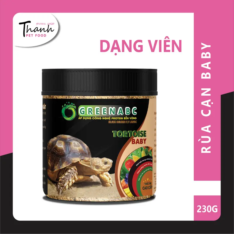 Thức ăn bò sát Rùa Cạn nhãn GREENABC - Tortoise – Sulcata – Hạn chế urat, mai cứng, tăng trưởng nhanh - Hộp 230g 1