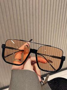 Gafas de sol unisex con montura grande y barra superior, lentes tintados (1 par), Gafas de sol modernas para uso diario, Accesorios de moda para actividades al aire libre