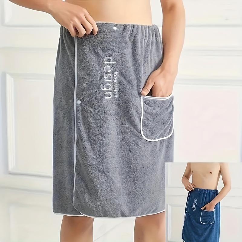Product Introduction of Men's Wearable Bath Towel with Pocket, 1 Count Soft Absorbent Shower Skirt, Embroidered Bathroom Supplies for Home Hotel Salon 3