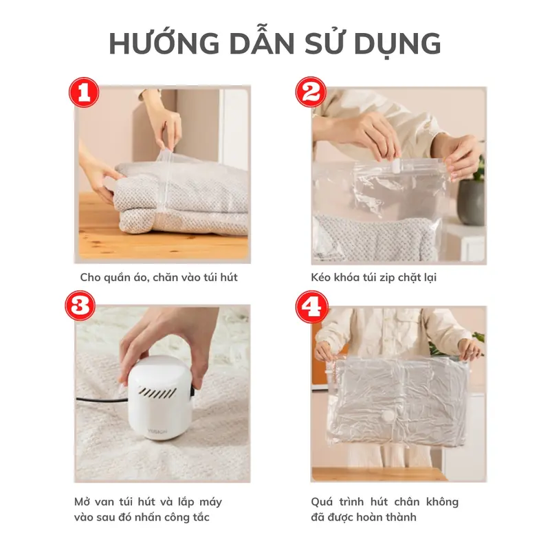 Máy hút chân không quần áo JIASHI DELADEP cầm tay mini hút chân không quần áo, chăn gối nhỏ gọn kèm túi MCK01 8